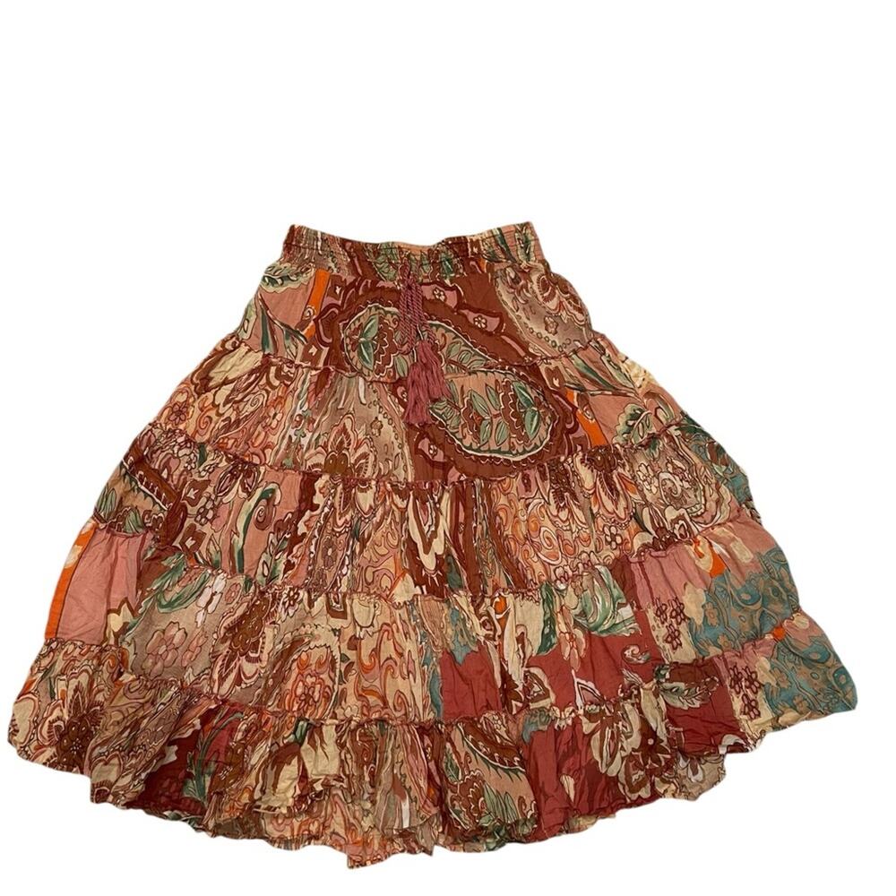 Soft Surroundings Tiered Floral Maxi Skirt Size Small Boho Size: L